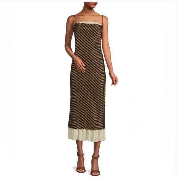 NWT ANTONIO MELANI x Courtney Grow Bond Gingham Print Flutter Hem Midi Dress - Picture 5 of 15